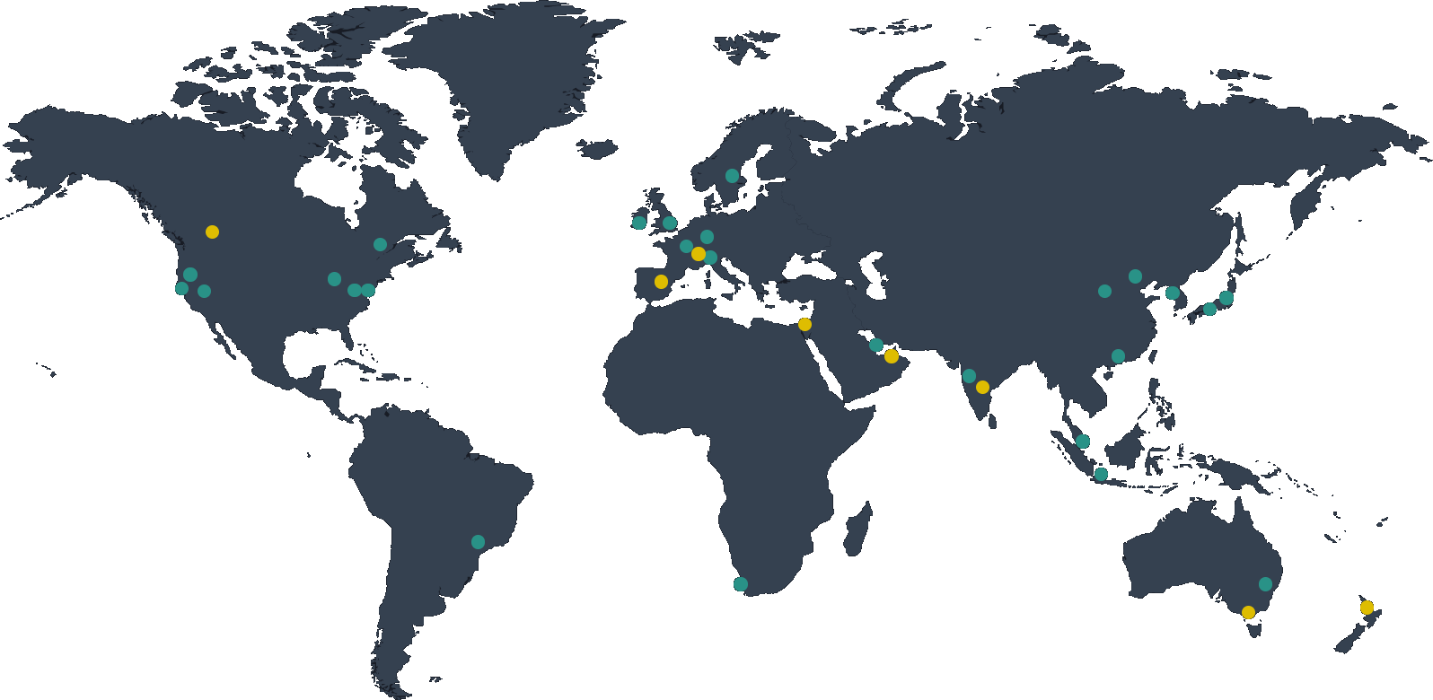 Mapa de infraestrutura global da AWS